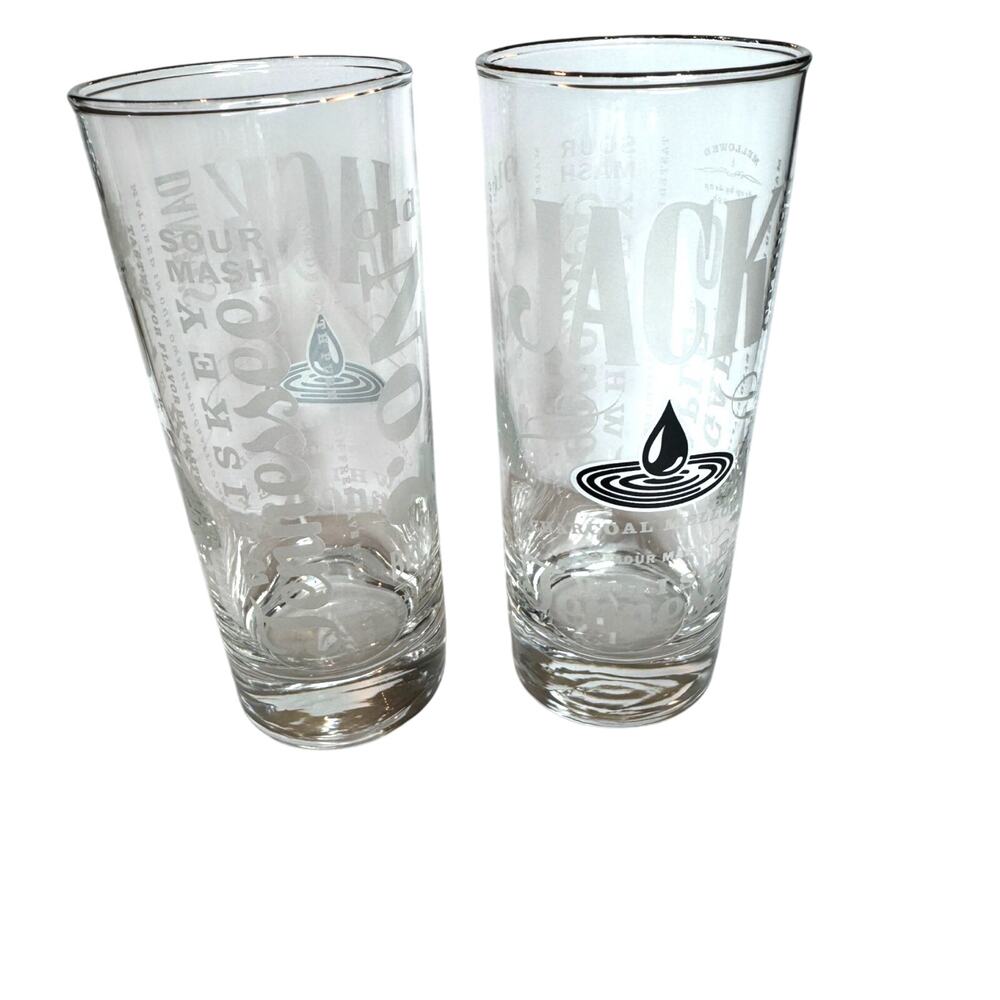 Jack Daniels Whiskey Highball Glasses Sour Mash Old #7 Brand Charcoal Mellowed
